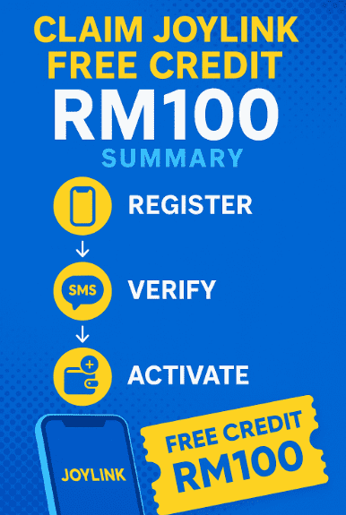 3 steps to Claim Joylink Free Credit RM100